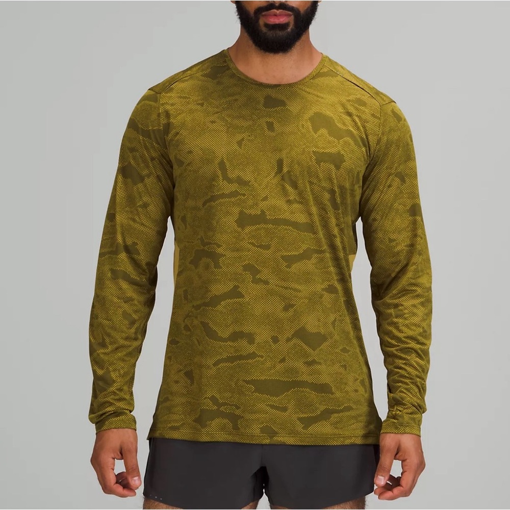 Lululemon Fast And Free Long Sleeve Shirt XL Chroma Camo Auric Gold